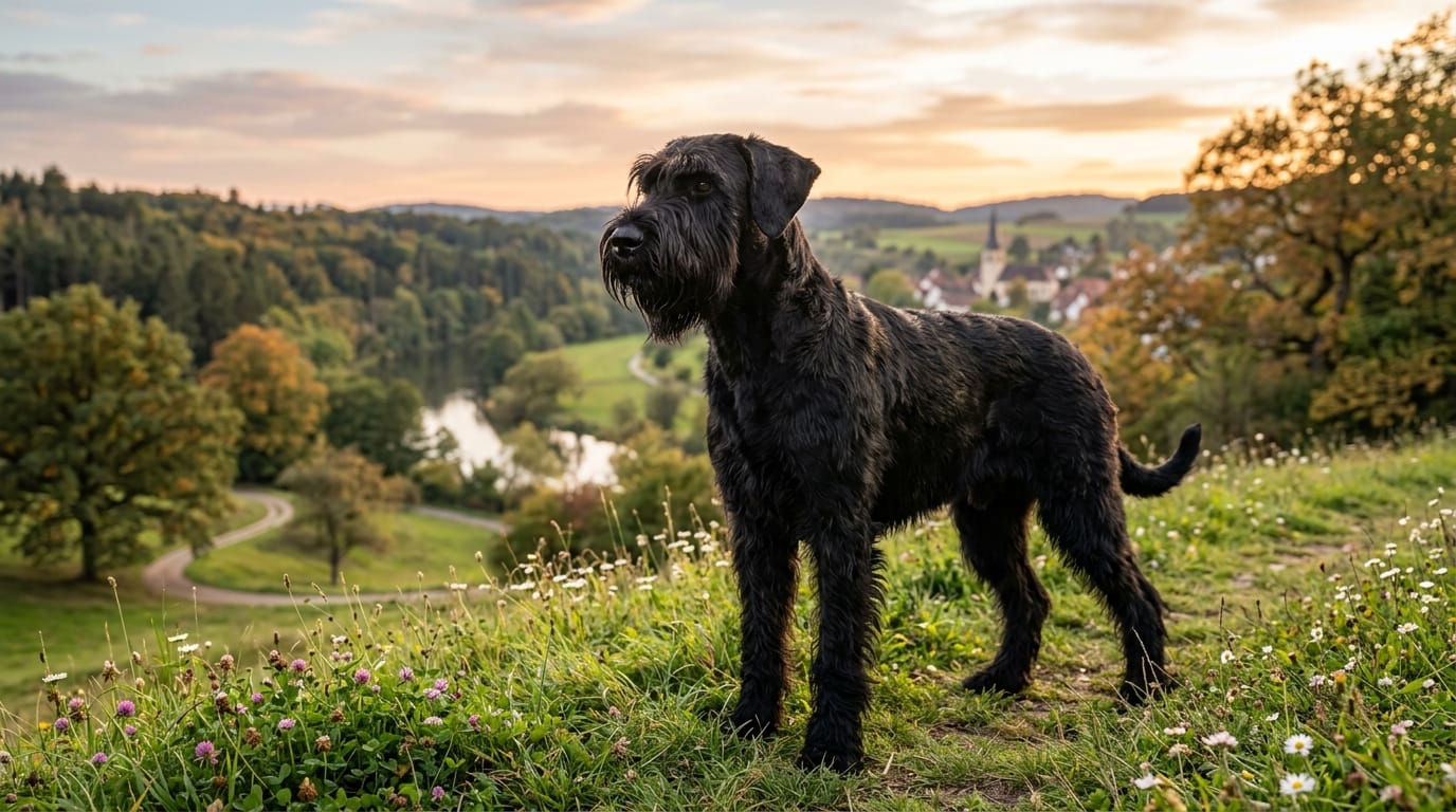 découvrez le schnauzer géant, un chien imposant alliant intelligence et loyauté, parfait pour les familles actives et les amateurs de compagnons fidèles.